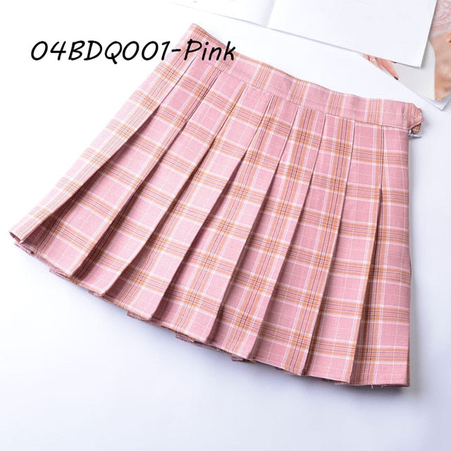 Summer Plaid Pleated Women Mini Skirts Harajuku Female Empire Casual Japanese Kawaii Cute Skirts Student Uniform Sailor Skirt