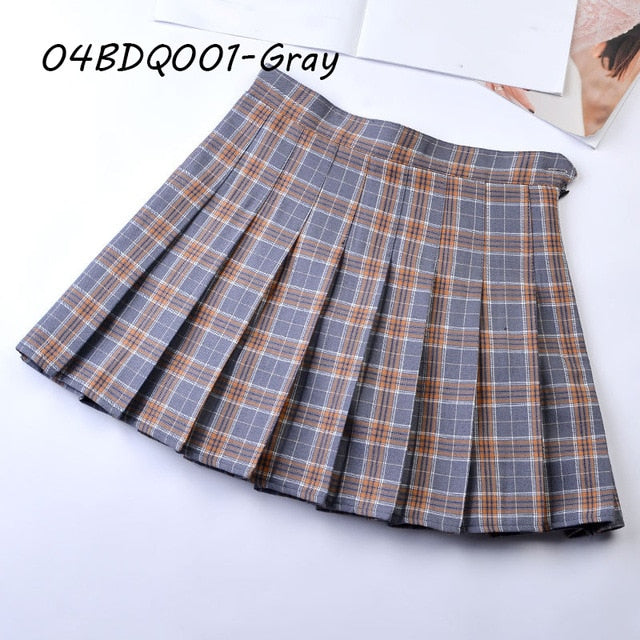 Summer Plaid Pleated Women Mini Skirts Harajuku Female Empire Casual Japanese Kawaii Cute Skirts Student Uniform Sailor Skirt