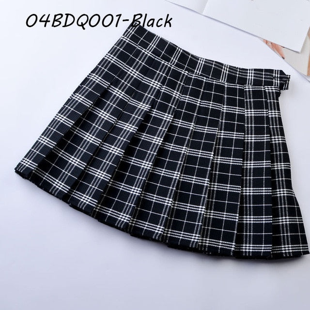 Summer Plaid Pleated Women Mini Skirts Harajuku Female Empire Casual Japanese Kawaii Cute Skirts Student Uniform Sailor Skirt