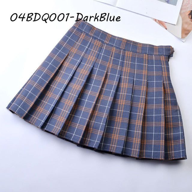 Summer Plaid Pleated Women Mini Skirts Harajuku Female Empire Casual Japanese Kawaii Cute Skirts Student Uniform Sailor Skirt