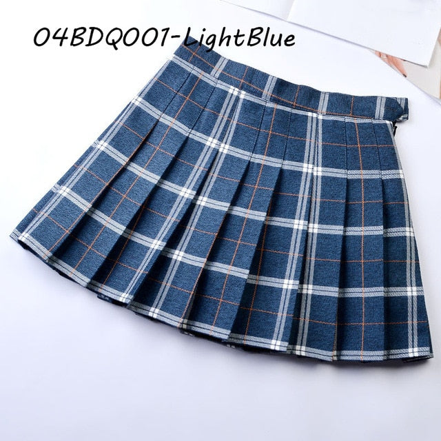 Summer Plaid Pleated Women Mini Skirts Harajuku Female Empire Casual Japanese Kawaii Cute Skirts Student Uniform Sailor Skirt