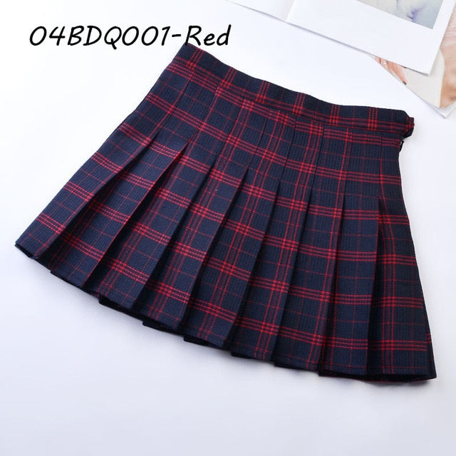 Summer Plaid Pleated Women Mini Skirts Harajuku Female Empire Casual Japanese Kawaii Cute Skirts Student Uniform Sailor Skirt