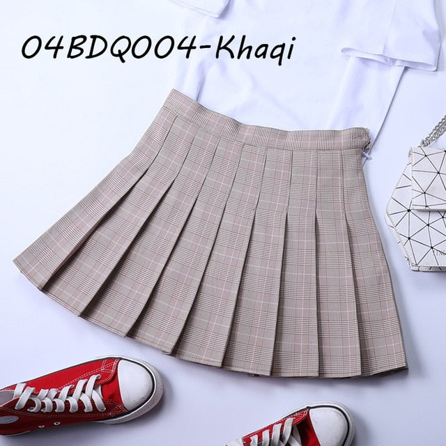 Summer Plaid Pleated Women Mini Skirts Harajuku Female Empire Casual Japanese Kawaii Cute Skirts Student Uniform Sailor Skirt