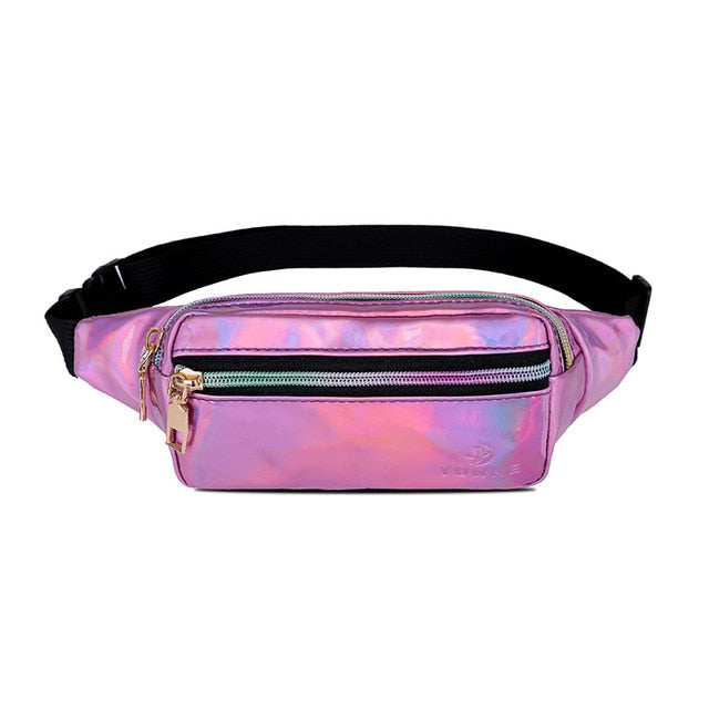 TOP new fanny pack multi-function steam punk leg fashion  bag Reflective laser Shoulder bag women's belt waist bag pochete