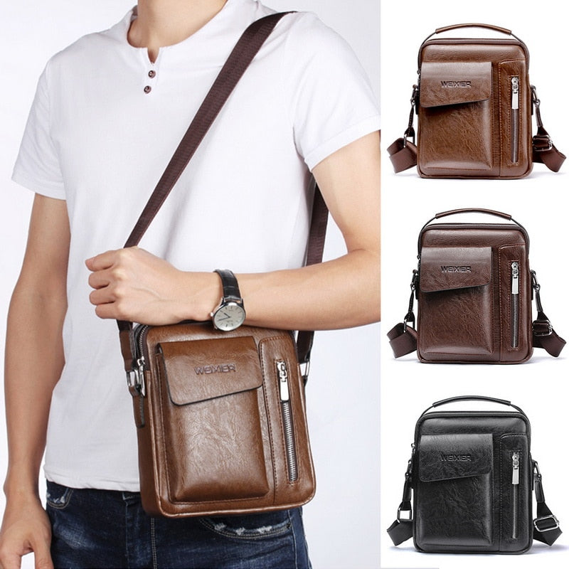 2020 Men Tote Bags Set Fashion Man Vintage Leather Messenger Bag Male Cross Body Shoulder Business Bags For Men bolsas male