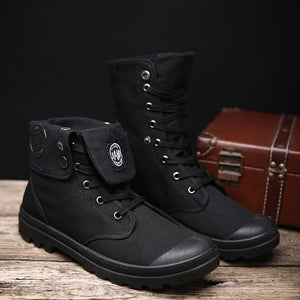 Men Military Boots 2019 Outdoor Fashion Canvas High Top Shoes Men Casual Shoes Ankle Boots Black Chelsea Boots Zapatos De Hombre