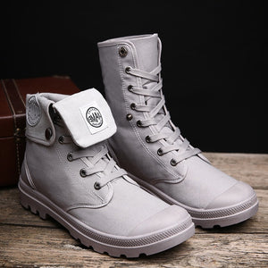 Men Military Boots 2019 Outdoor Fashion Canvas High Top Shoes Men Casual Shoes Ankle Boots Black Chelsea Boots Zapatos De Hombre