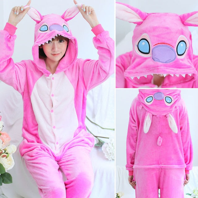 Unisex Kigurumi Adults Animal Pajamas Anime Onesie Stitch Unicorn Panda Bear Pikachu Flannel Cartoon Cute Warm Cosplay Sleepwear