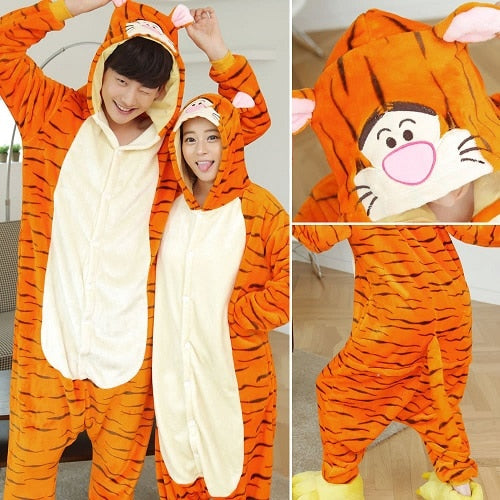 Unisex Kigurumi Adults Animal Pajamas Anime Onesie Stitch Unicorn Panda Bear Pikachu Flannel Cartoon Cute Warm Cosplay Sleepwear