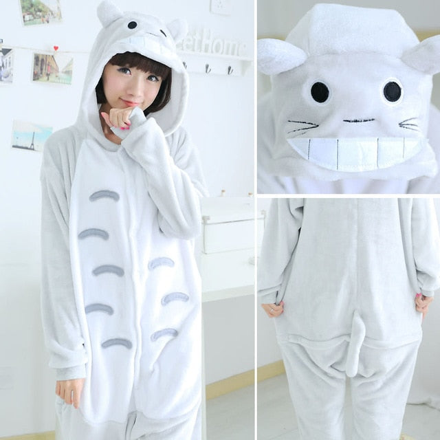 Unisex Kigurumi Adults Animal Pajamas Anime Onesie Stitch Unicorn Panda Bear Pikachu Flannel Cartoon Cute Warm Cosplay Sleepwear