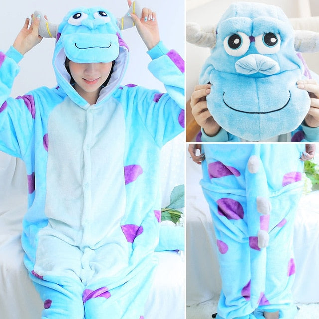 Unisex Kigurumi Adults Animal Pajamas Anime Onesie Stitch Unicorn Panda Bear Pikachu Flannel Cartoon Cute Warm Cosplay Sleepwear