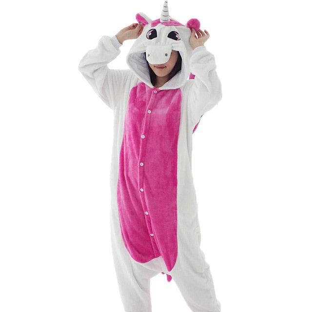 Unisex Kigurumi Adults Animal Pajamas Anime Onesie Stitch Unicorn Panda Bear Pikachu Flannel Cartoon Cute Warm Cosplay Sleepwear