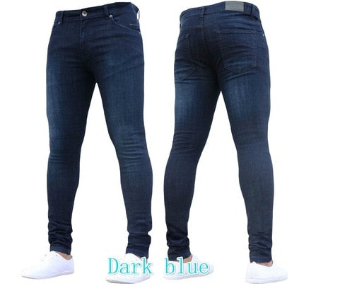 Ripped Pencil Pants Men Skinny Denim Biker Side Striped Jeans Destroyed Hole Hip Hop Slim Fit Man Scratched Jean Hombre Pantalon