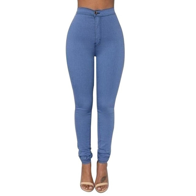 Fashion Women Solid Color Denim Tights Leggings Skinny Pencil Pants Slim Jeans