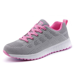 Women Casual Shoes Fashion Breathable Walking Mesh Lace Up Flat Shoes Sneakers Women 2019 Tenis Feminino White Vulcanized Shoes