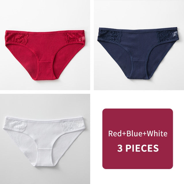 3PCS/lot Cotton Panties Women Comfortable Underwears Sexy Low-Rise Underpants Female Lingerie Big Size Ladies Briefs