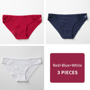 3PCS/lot Cotton Panties Women Comfortable Underwears Sexy Low-Rise Underpants Female Lingerie Big Size Ladies Briefs