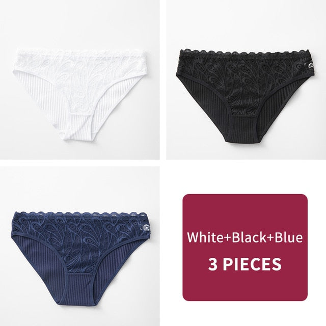 3PCS/lot Cotton Panties Women Comfortable Underwears Sexy Low-Rise Underpants Female Lingerie Big Size Ladies Briefs