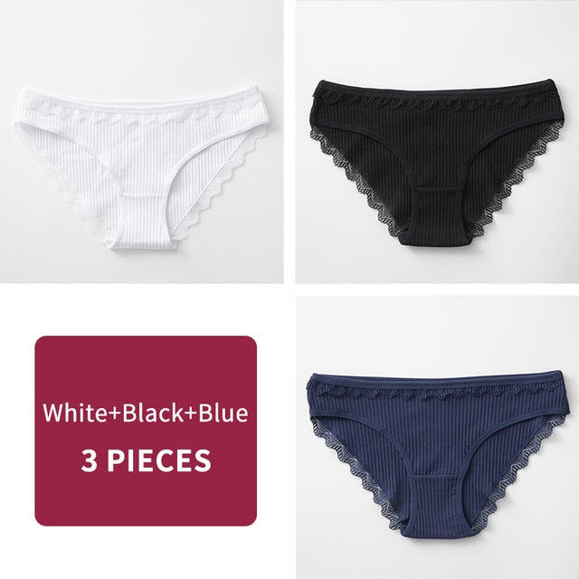 3PCS/lot Cotton Panties Women Comfortable Underwears Sexy Low-Rise Underpants Female Lingerie Big Size Ladies Briefs