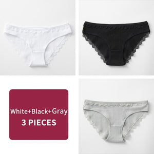 3PCS/lot Cotton Panties Women Comfortable Underwears Sexy Low-Rise Underpants Female Lingerie Big Size Ladies Briefs