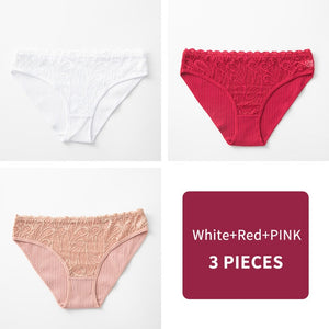 3PCS/lot Cotton Panties Women Comfortable Underwears Sexy Low-Rise Underpants Female Lingerie Big Size Ladies Briefs