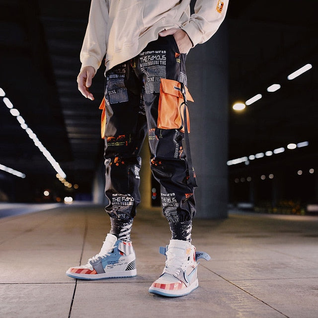 Side Stripe Track Jogger Pants Men 2020 Reflective Label Track Harem Pants Homme Streetwear Male HipHop