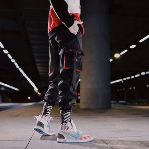 Side Stripe Track Jogger Pants Men 2020 Reflective Label Track Harem Pants Homme Streetwear Male HipHop