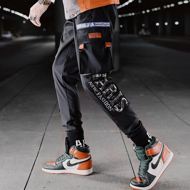 Side Stripe Track Jogger Pants Men 2020 Reflective Label Track Harem Pants Homme Streetwear Male HipHop