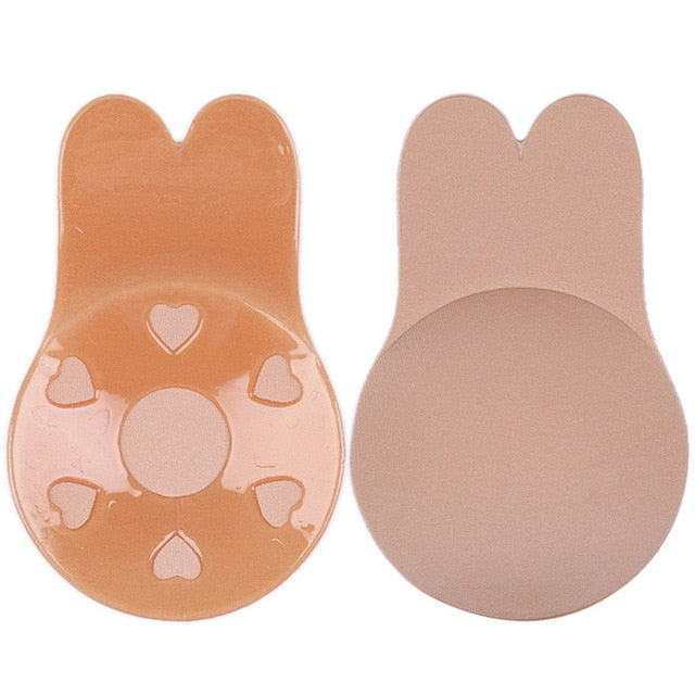 Women Push Up Bras For Self Adhesive Silicone Strapless Invisible Bra Reusable Sticky Breast Lift Up Tape Kawaii Rabbit Bra Pads