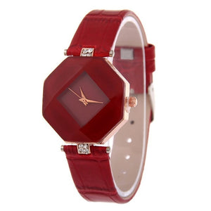 Women Watches Gem Cut Geometry Crystal Leather Quartz Wristwatch Fashion Dress Watch Ladies Gifts Clock Relogio Feminino 5 color