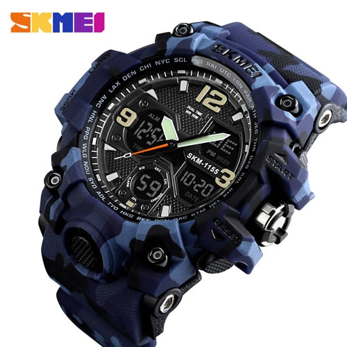 SKMEI Brand Luxury Military Sports Watches Men Quartz Analog LED Digital Clock Man Waterproof Dual Display Wristwatches Relogio