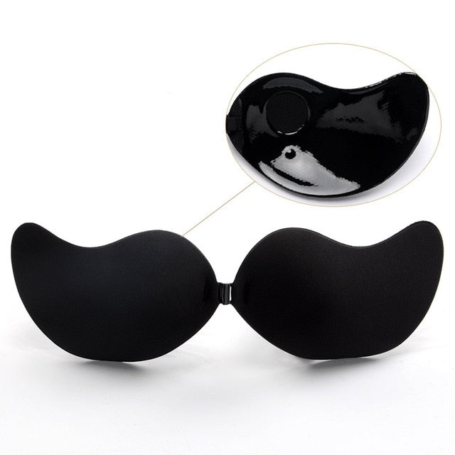 Women Self Adhesive Strapless Bandage Blackless Solid Bra Sticky Gel Silicone Push Up Women's Underwear Invisible Bra DropShip