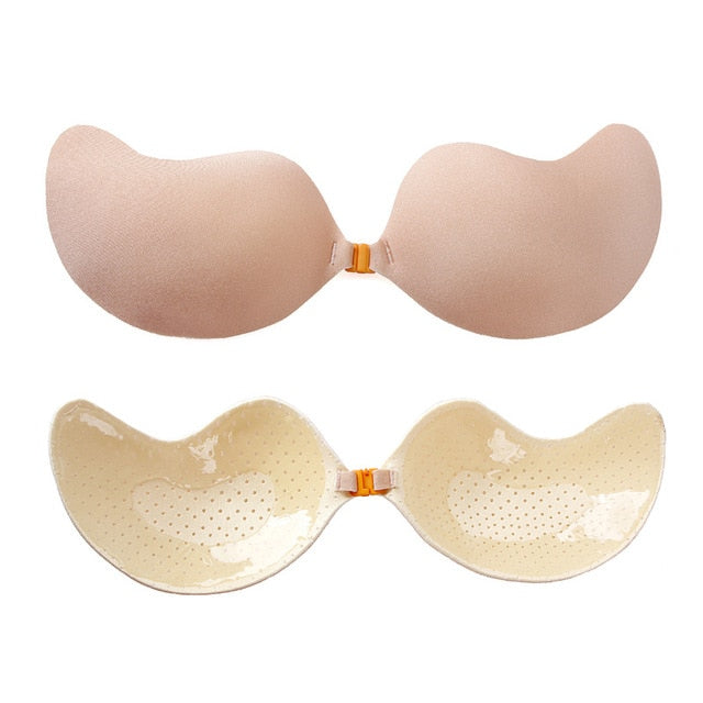 Women Self Adhesive Strapless Bandage Blackless Solid Bra Sticky Gel Silicone Push Up Women's Underwear Invisible Bra DropShip