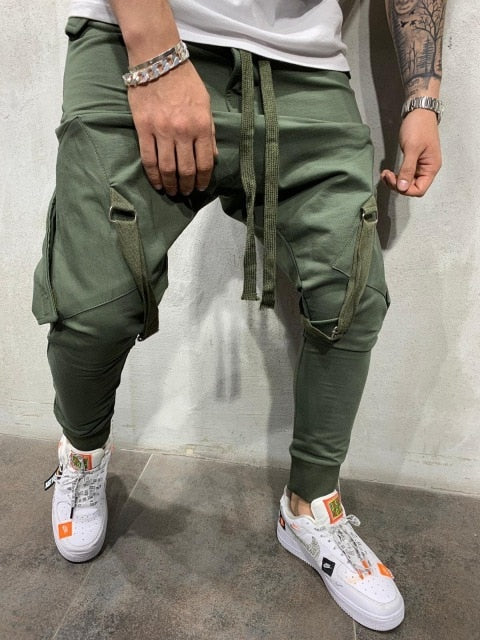 'Men's Tracksuit Pants with Tether, Hip Hop, Big Pocket and Leg Straps Sweatpants Casual  Full Length   Pants