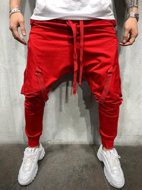 'Men's Tracksuit Pants with Tether, Hip Hop, Big Pocket and Leg Straps Sweatpants Casual  Full Length   Pants