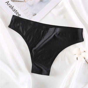 FINETOO Seamless Panties Women Underwear Sexy Female Briefs T-back Solid Color G-string Soft Thong Girls Hollow Waist Panty M-XL