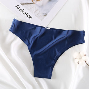 FINETOO Seamless Panties Women Underwear Sexy Female Briefs T-back Solid Color G-string Soft Thong Girls Hollow Waist Panty M-XL