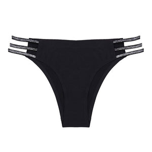 FINETOO Seamless Panties Women Underwear Sexy Female Briefs T-back Solid Color G-string Soft Thong Girls Hollow Waist Panty M-XL