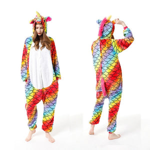 Unisex Kigurumi Adults Animal Pajamas Anime Onesie Stitch Unicorn Panda Bear Pikachu Flannel Cartoon Cute Warm Cosplay Sleepwear