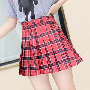 QRWR XS-3XL Plaid Summer Women Skirt 2020 High Waist Stitching Student Pleated Skirts Women Cute Sweet Girls Dance Mini Skirt