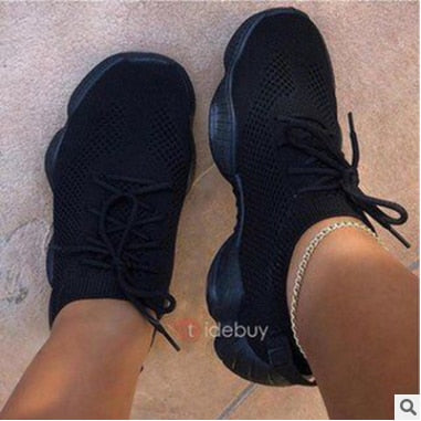 Socks Sneakers Women Casual Vulcanized Shoes Platform Chunky Sneakers Ladies Trainer Lace Up Spring Female Flat Tennis Shoes