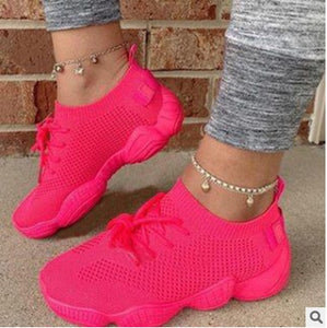 Socks Sneakers Women Casual Vulcanized Shoes Platform Chunky Sneakers Ladies Trainer Lace Up Spring Female Flat Tennis Shoes