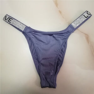 panties for women Sexy Thong pink letter Rhinestones belt G-string Fashion low-rise tanga Shorts Briefs T-back string underwea