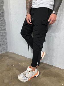 'Men's Tracksuit Pants with Tether, Hip Hop, Big Pocket and Leg Straps Sweatpants Casual  Full Length   Pants