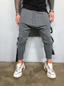 'Men's Tracksuit Pants with Tether, Hip Hop, Big Pocket and Leg Straps Sweatpants Casual  Full Length   Pants