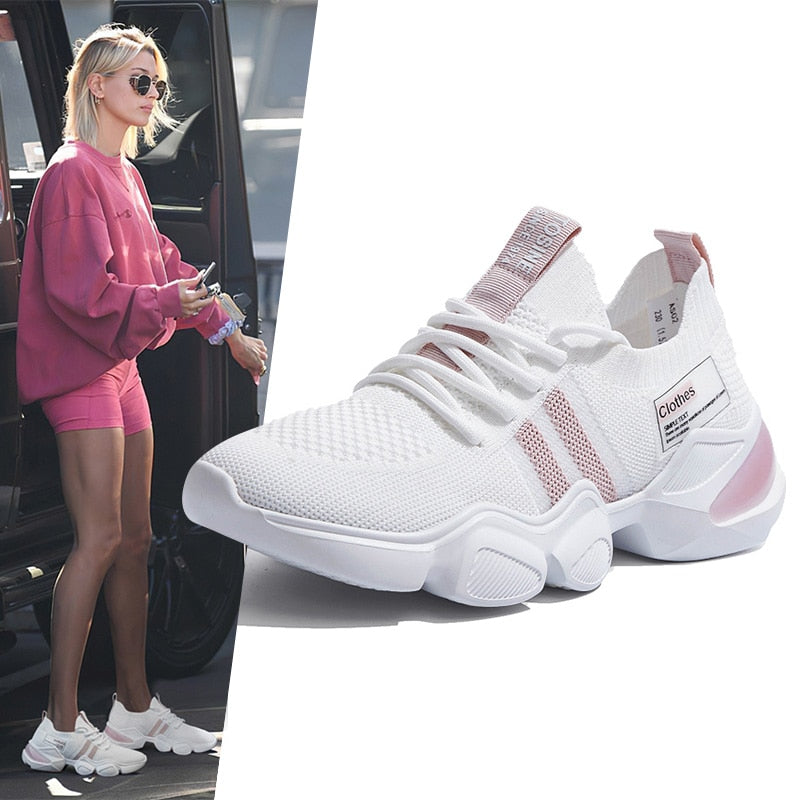 2020 Women Sneakers White Casual Platform Sneakers Summer Mesh Running Walking Shoes Trainers Women Sport Shoes Vulcanize Shoes