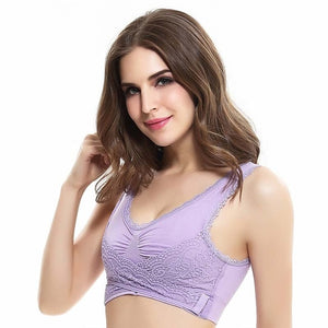 M-3XL Women Underwear Sexy Lingerie Lace Solid Color Cross Side Buckle Wireless Push up Breathable Sleep Hot Bra