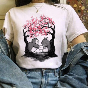 Funny Cartoon Cute T-shirt Totoro Anime Top Tee Oversized T-shirt Kawaii Harajuku T Shirt Ullzang Miyazaki Hayao Women Tshirts